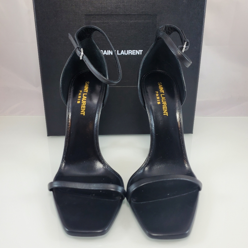 NEW$1290 Yves Saint Laurent Opyum YSL Black Silver Ankle 110 Heel Sandal Sz 9.5 - Picture 2 of 16